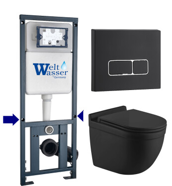 Унитаз с инсталляцией WeltWasser MARBERG 410 + HEIMBACH 043 MT-BL + MAR 410 SE MT-BL
