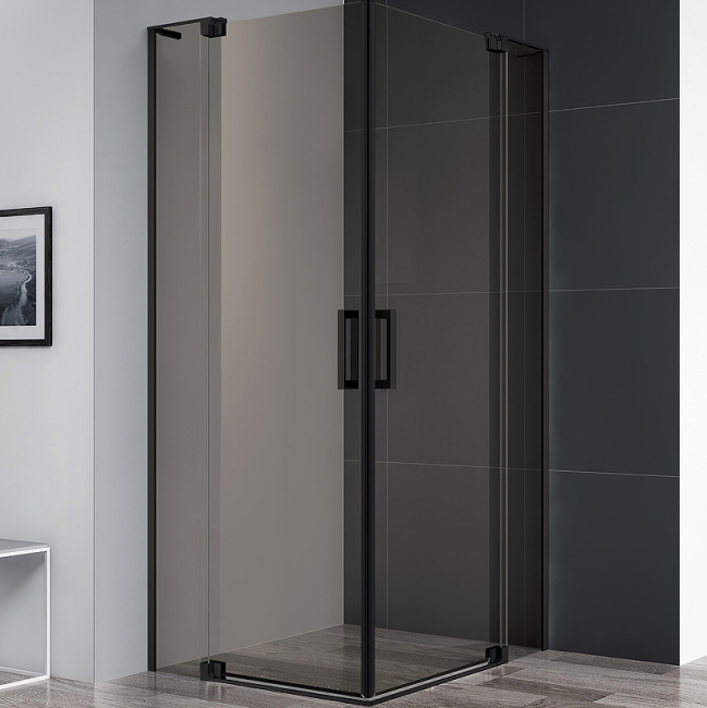 Cezares Slider 100x100 SLIDER-A-2-90/100-BR-NERO профиль Черный матовый стекло бронзовое без поддона