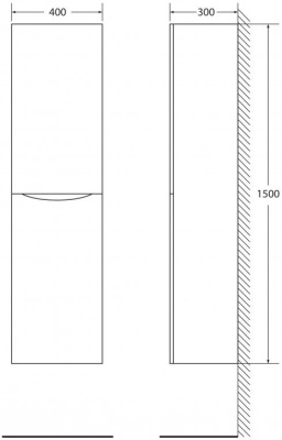BelBagno Fly 40x150 FLY-MARINO-1500-2A-SC-PT-P-L левый