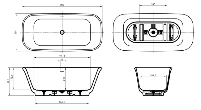BelBagno DUE BB702-1700-800-K