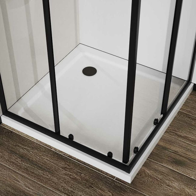 Vincea City 90х90 VSS-5CT900CLB профиль Черный стекло прозрачное без поддона