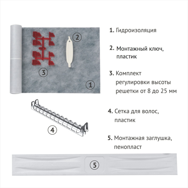 BERGES водосток SUPER Slim 700, хром глянец, S-сифон D50/105 H50 вертикальный