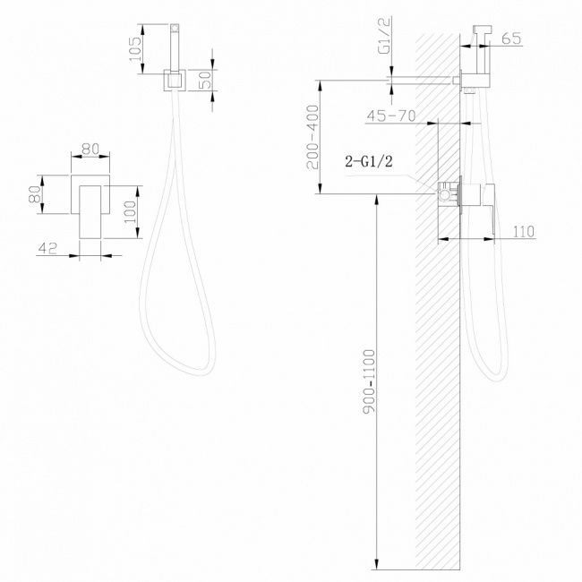 ABBER Daheim AF8225NG с гигиеническим душем, никель