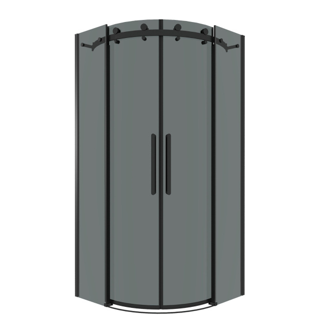 Grossman 301.K33.04.1010.21.10 Classic (100*100*195) полукруг,раздвижн,черн.мат,стекло тониров без поддона