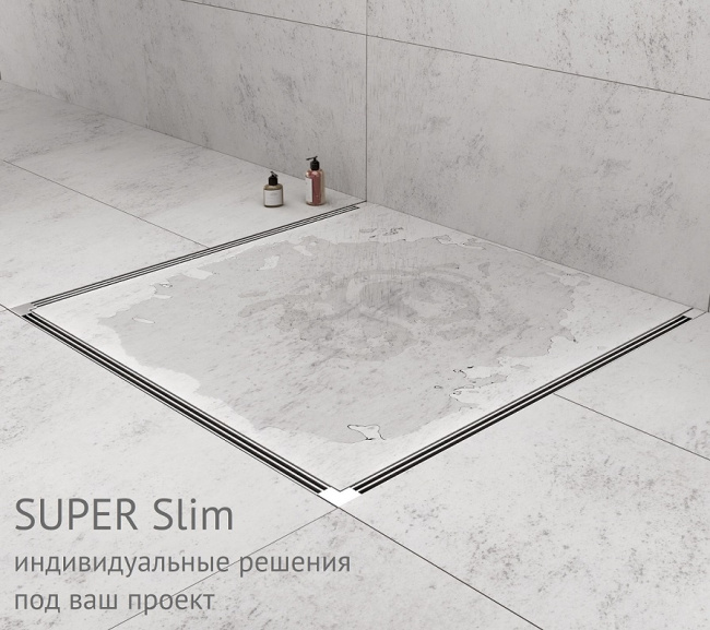 BERGES водосток SUPER Slim 700, хром глянец, S-сифон D50/105 H50 вертикальный