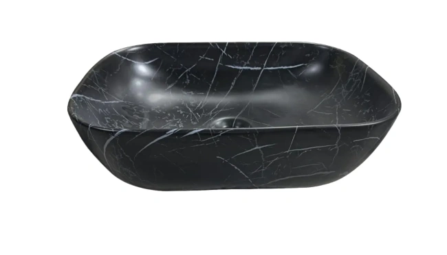 Ceruttispa CR8217MMB накладная, мрамор матовый черный, прямоугольная 500х395х145