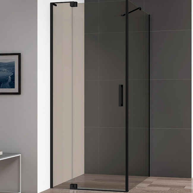 Cezares Slider 110x90 SLIDER-AH-1-90-100/110-BR-NERO профиль Черный матовый стекло бронзовое без поддона