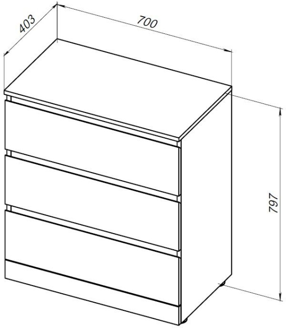 Aquanet Сканди 700x400 Дуб эдгрейн (3 ящика)