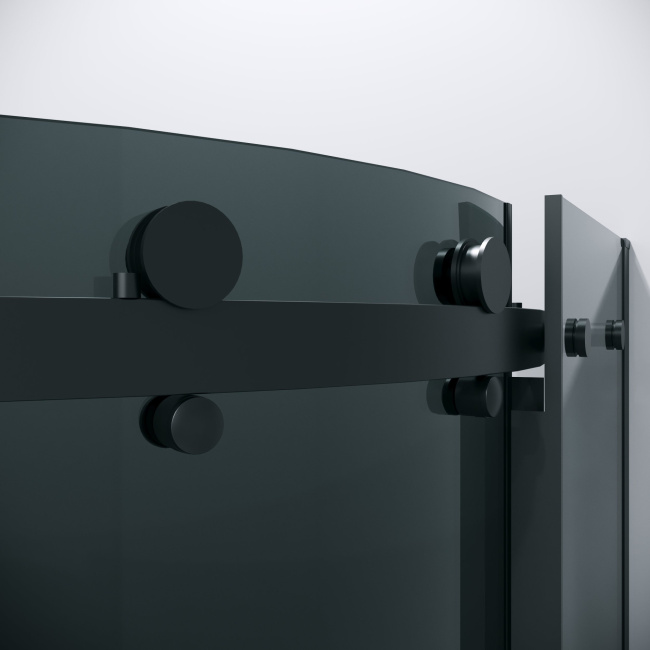 Grossman 301.K33.04.1010.21.10 Classic (100*100*195) полукруг,раздвижн,черн.мат,стекло тониров без поддона