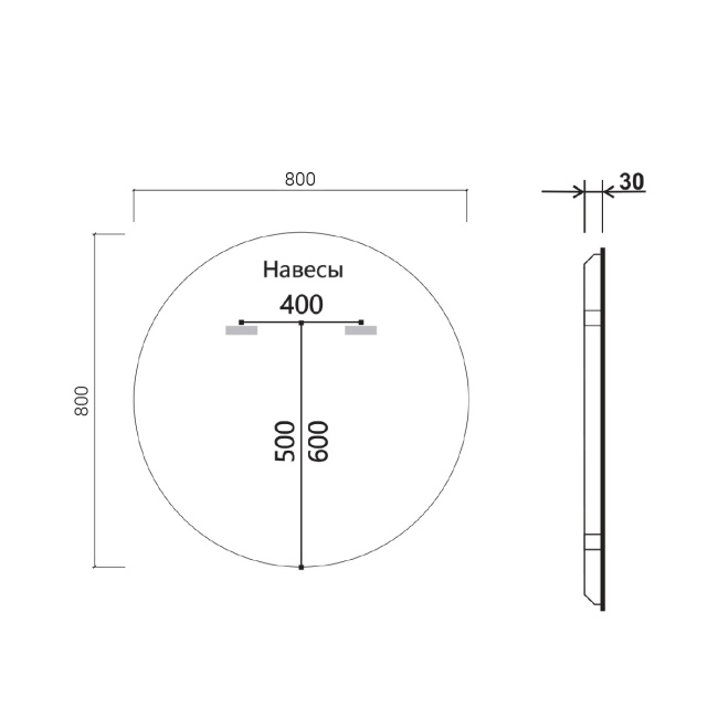Vincea LED VLM-3DE800B 800×800 c сенсорным выключателем и диммером