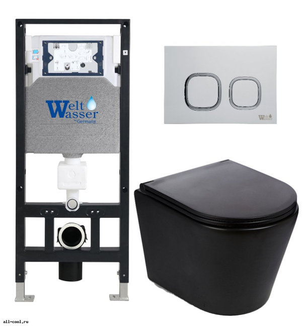 Унитаз с инсталляцией WeltWasser AMBERG 506 + SALZBACH 043 MT-BL + AMBERG RD-WT