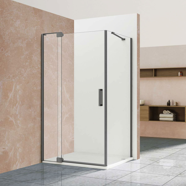 Vincea Extra VSR-1E111290CLGM, 1100/1200*900, вороненая сталь, стекло прозрачное без поддона
