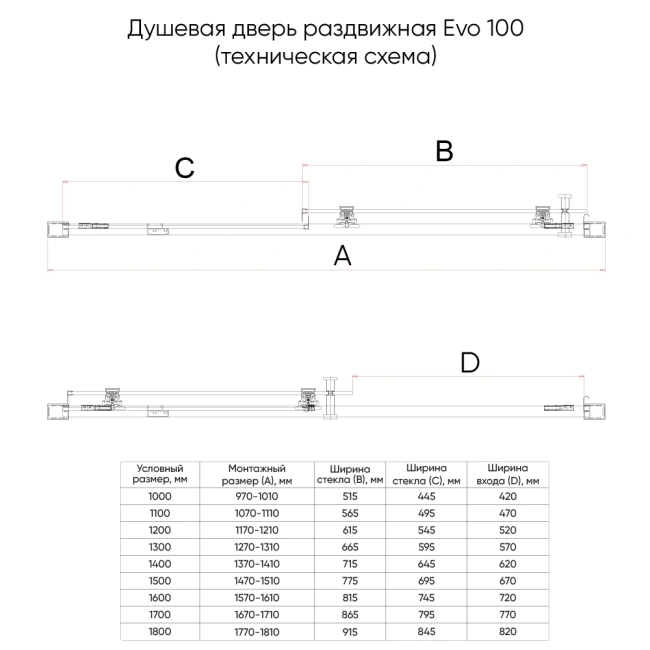 Veconi E1-B Арт. E1-B-160-01-C9 Стекло прозр., 6 мм (уст.1570-1610/1950, черн.мат.)