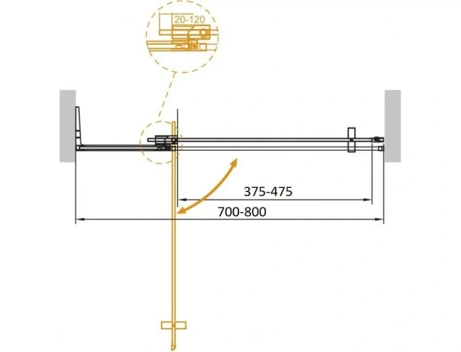 Cezares Slider (SLIDER-B-1-70/80-BR-Cr) профиль хром/стекло бронзовое