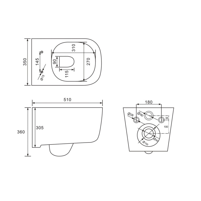 Vincea Core VT1-28 безободковый, цвет белый, ультратонкое soft-close сиденье
